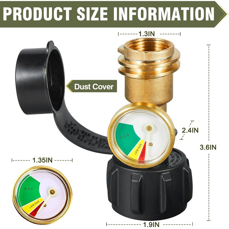 BestFire 2 PCS Propane Tank Gauge with Leak Detector – Universal Level Indicator for 5-40lb Tanks – QCC1/Type 1 Connection – Brass Construction for BBQ Grills, Camping Stoves & Heaters RV Camper - Image 2